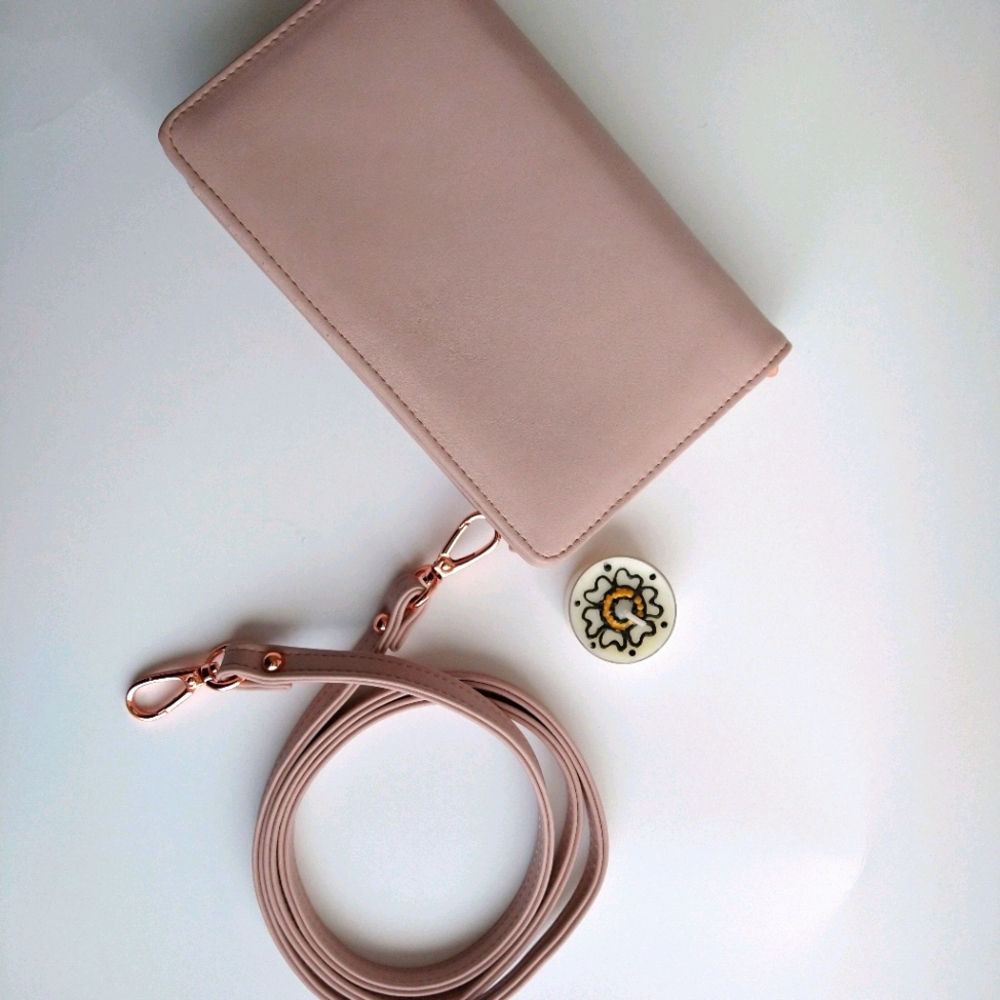 Dusty Rose Cross Body/Clutch with card slots.